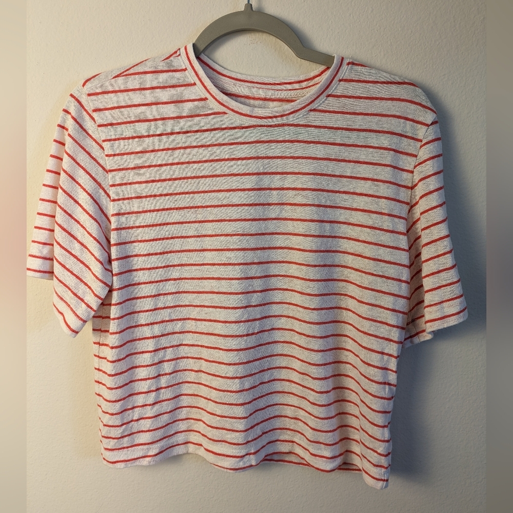 Relax fit red and white striped tee
